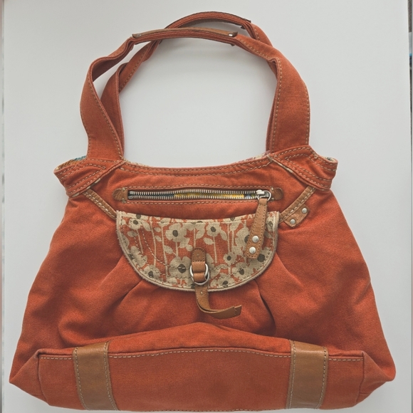 Vintage Fossil Orange Canvas Handbag - Picture 1 of 11